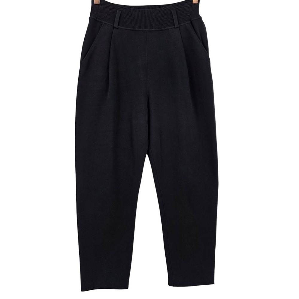 Self-Portrait Womens 8 Black Knitted Pull‎ On Cropped Pants in Black